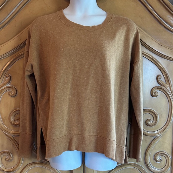 Athleta Relaxed Crewneck Sweatshirt in Camel Heather - Picture 9 of 16